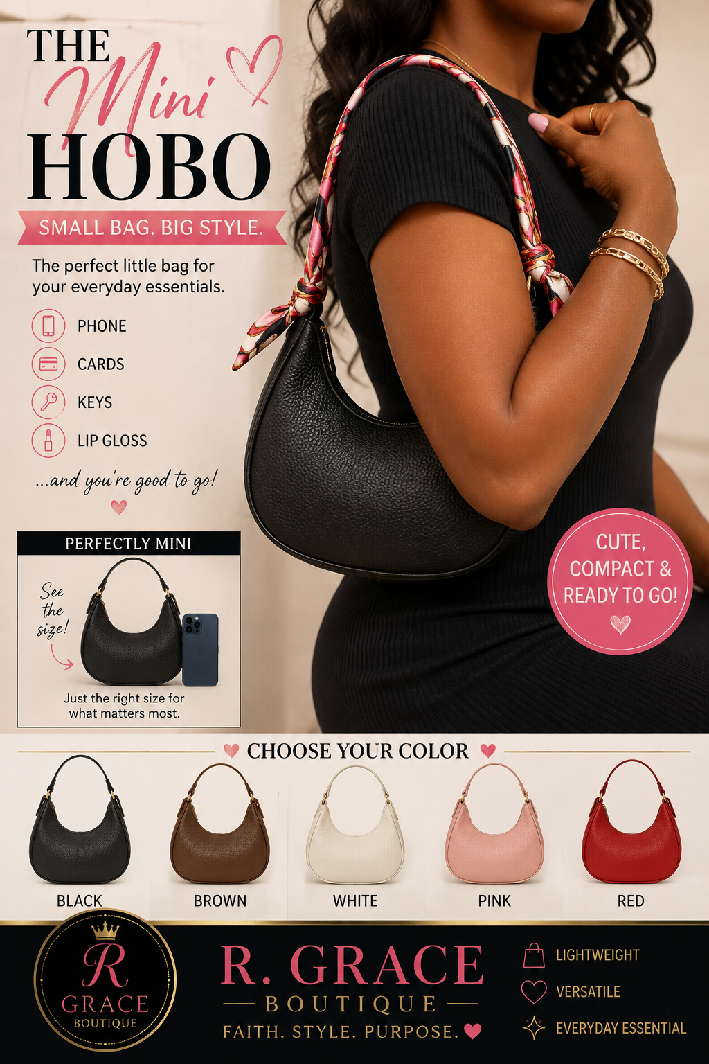 R. Grace Mini Hobo Purse