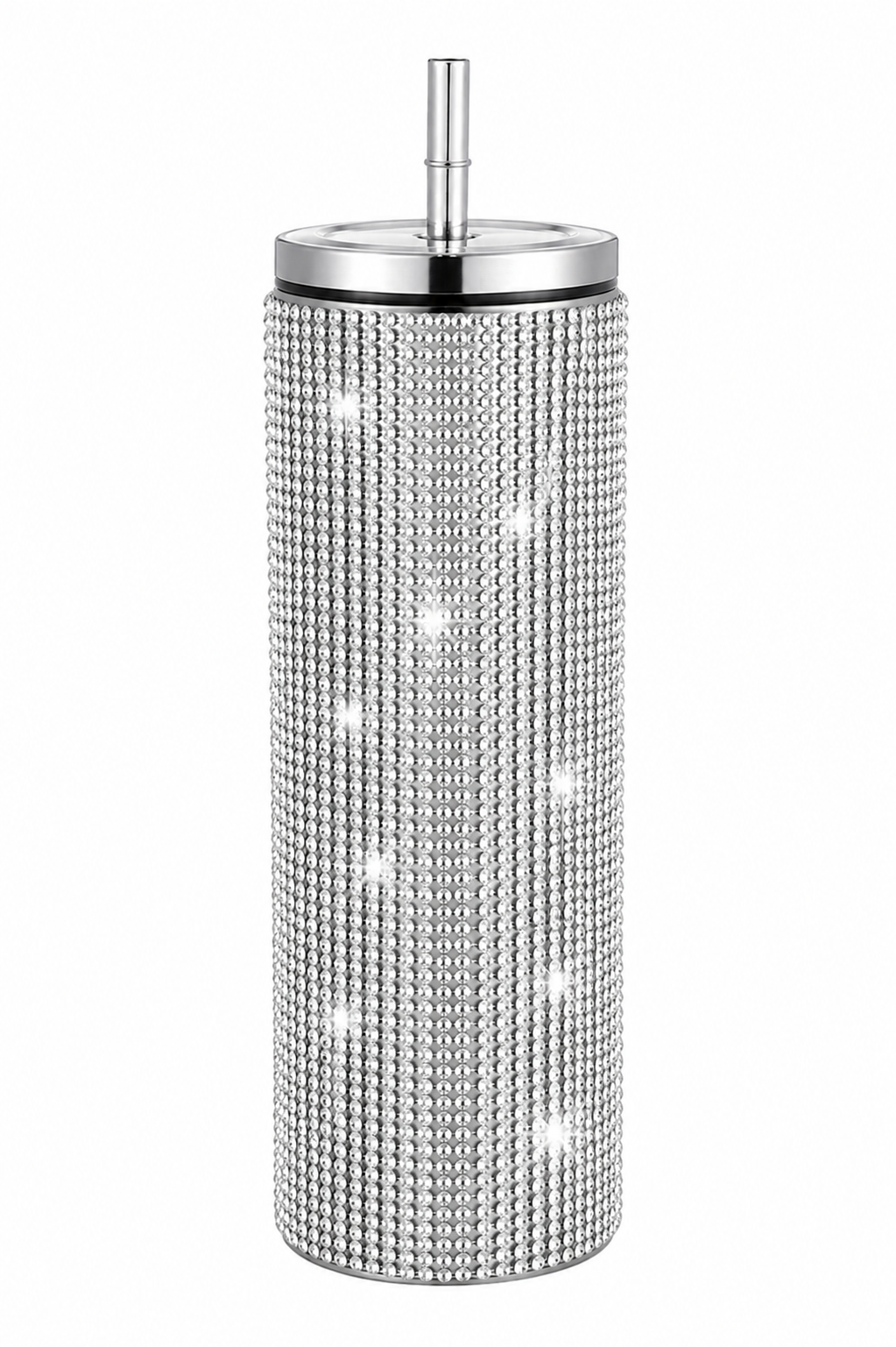 Rhinestone Stainless Steel Tumbler with Straw