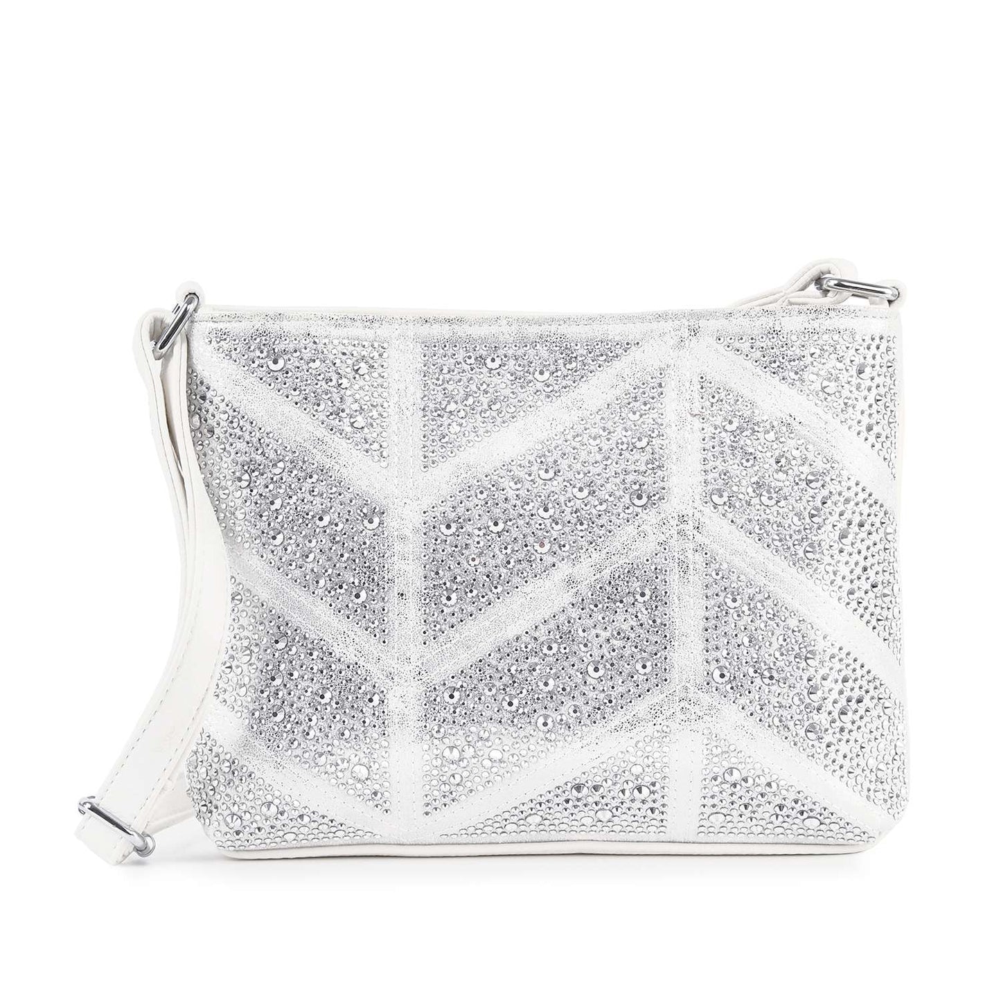Rhinestone Grid Patterned Crossbody Sling